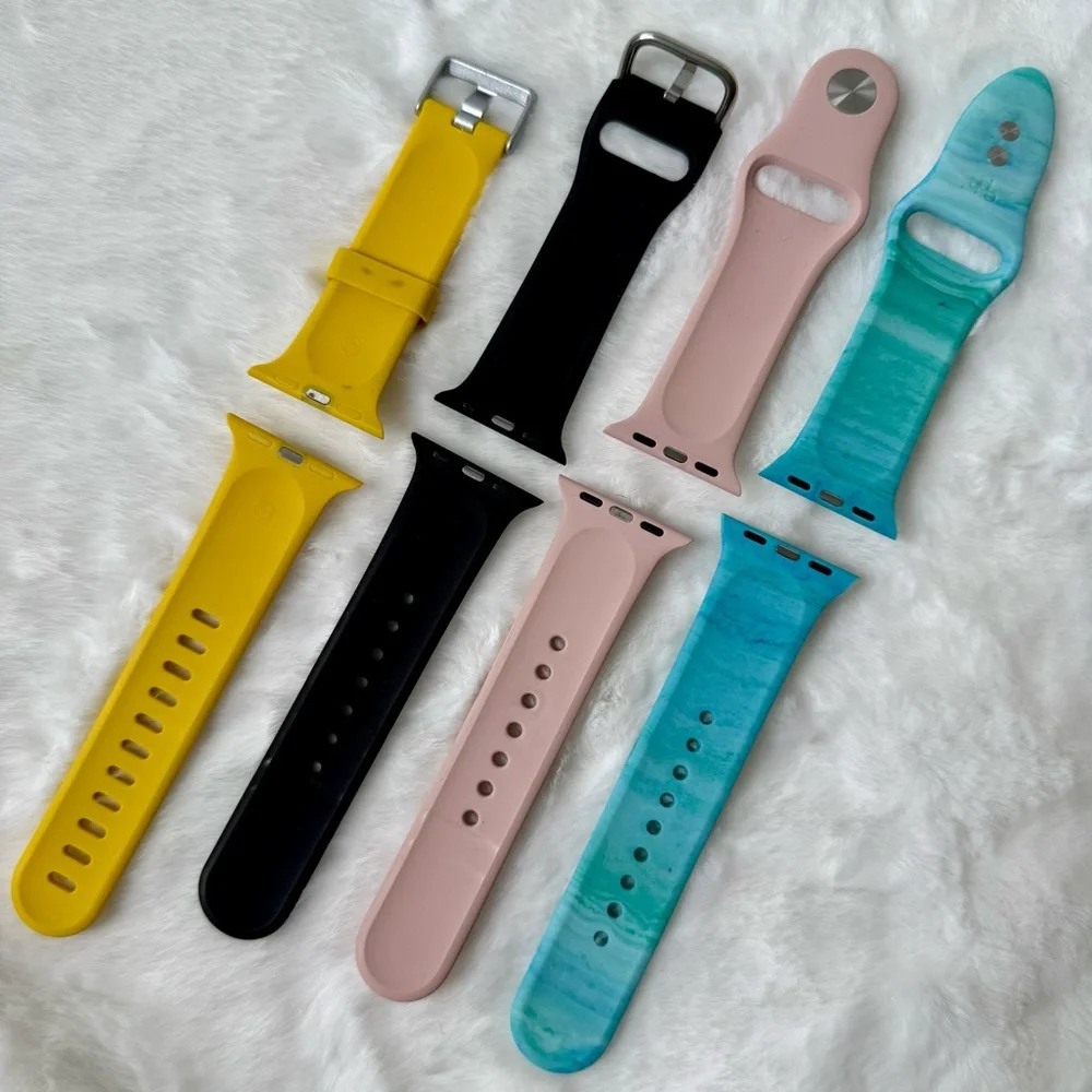Bundle 4 Colorful Watch Bands for Apple Watch Silicone Sport Band